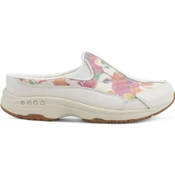 Traveltime Family|Traveltime Clogs>Easy Spirit Traveltime Clogs White Floral Raffia