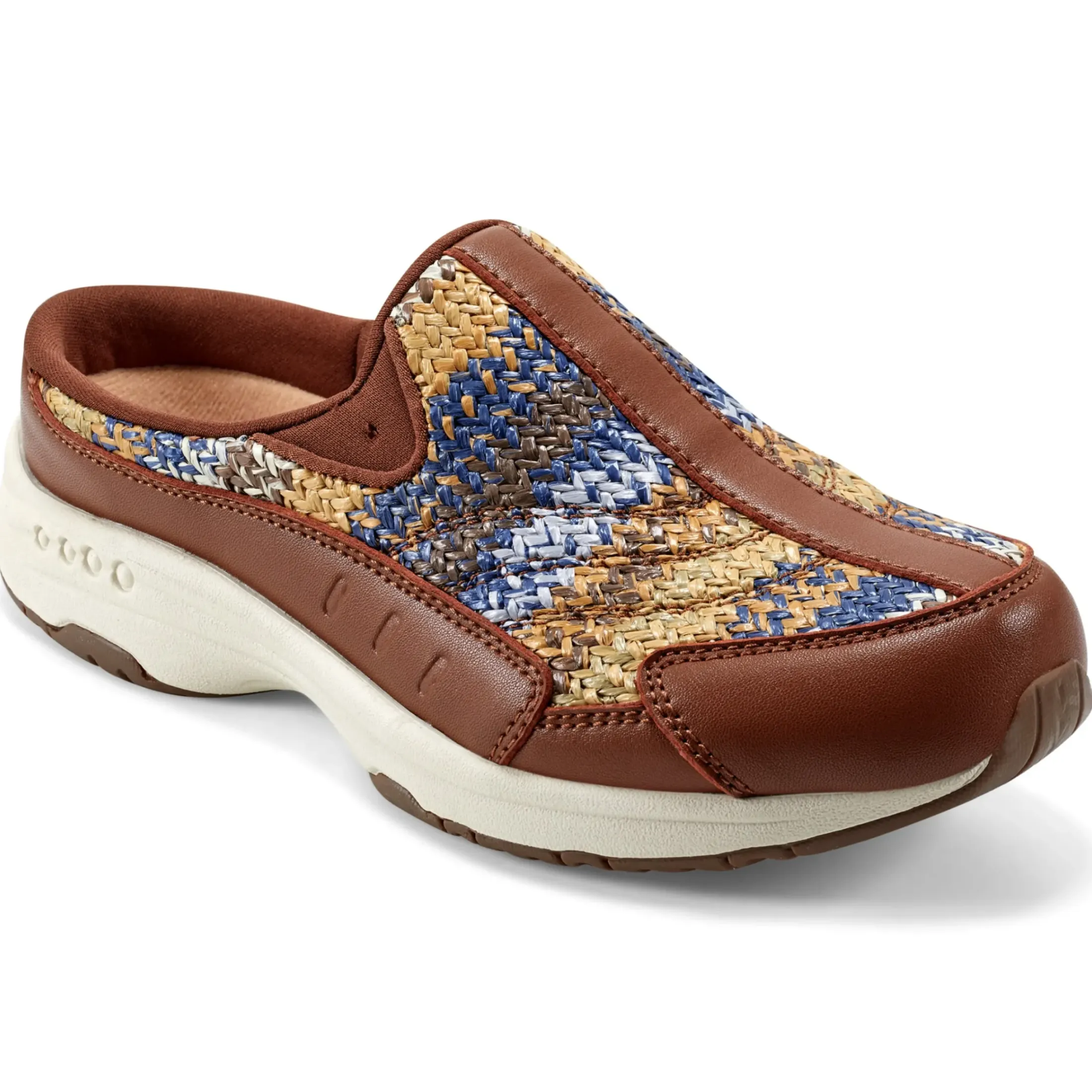 Traveltime Family|Traveltime Clogs>Easy Spirit Traveltime Clogs Brown Raffia Multi