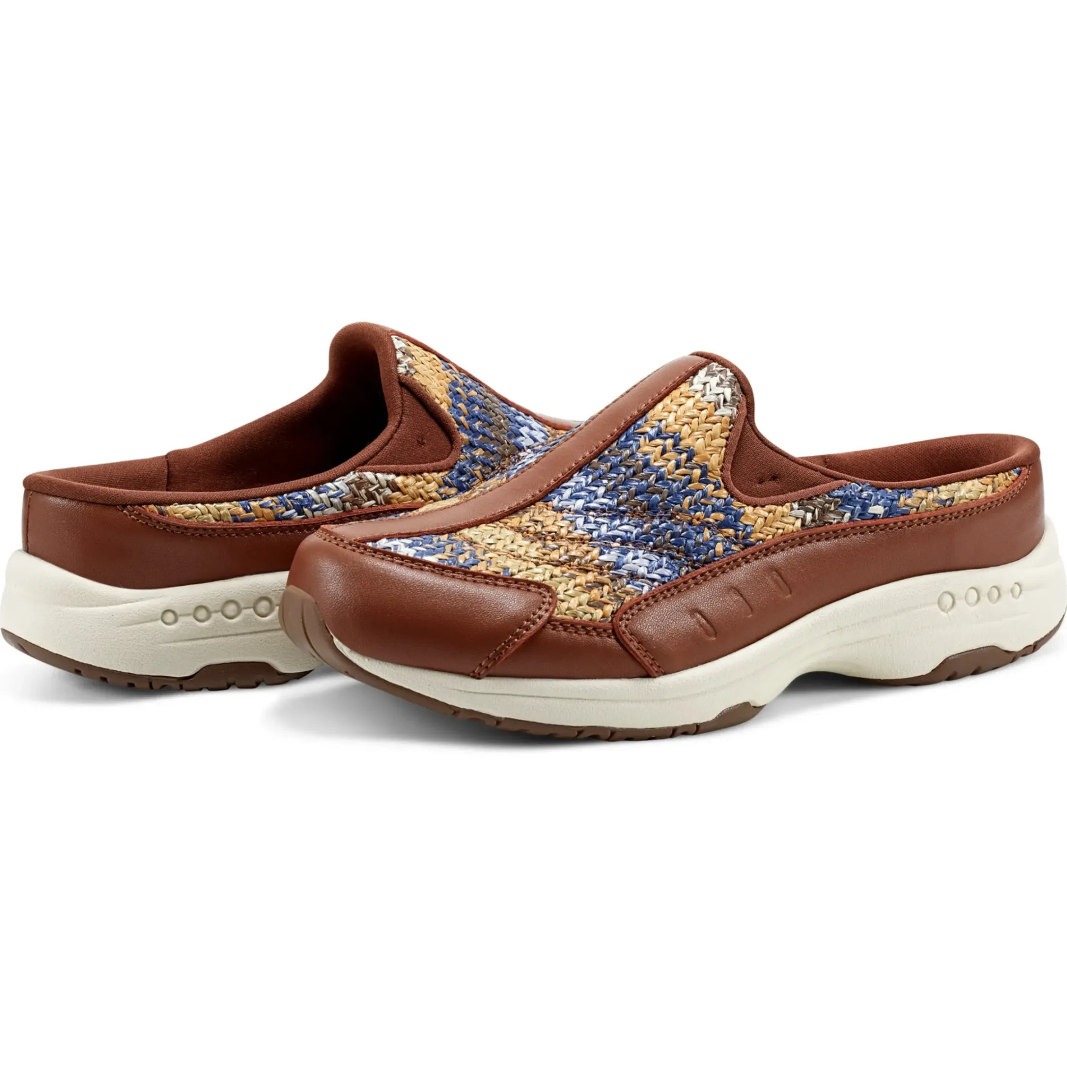 Traveltime Family|Traveltime Clogs>Easy Spirit Traveltime Clogs Brown Raffia Multi