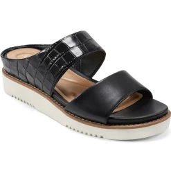 Casual|Sandals>Easy Spirit Wilma Slip On Sandals Black Croco Print